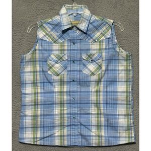 Cowgirl Legend Size Large Sleeveless Rhinestone Snap‎ Front Women Western Shirt